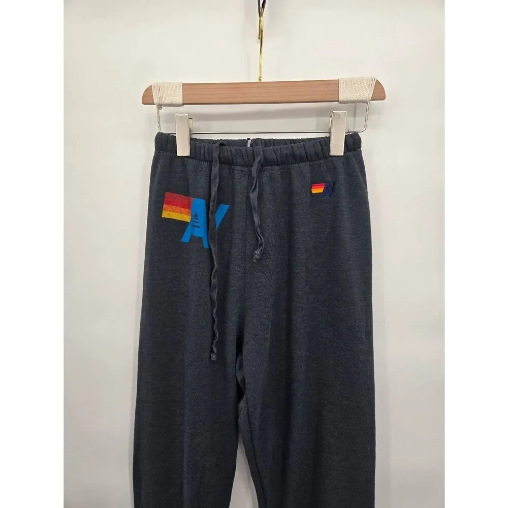Aviator Nation Logo Sweatpants Charcoal Black Sz Small